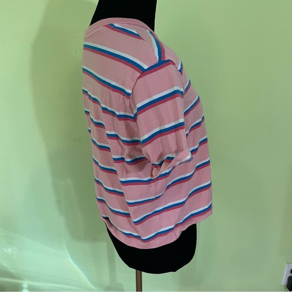 VANS PINK MULTICOLORED STRIPED GRAPHIC LOGO T SHIRT SIZE MEDIUM - Picture 4 of 6
